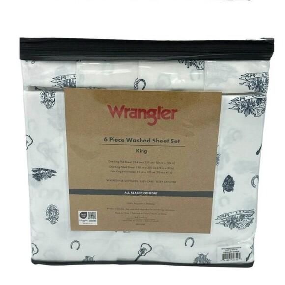 WRANGLER 6 Piece NAVY BLUE Western Cowboy Desert KING Sheet‎ Set •HTF• - Picture 2 of 3